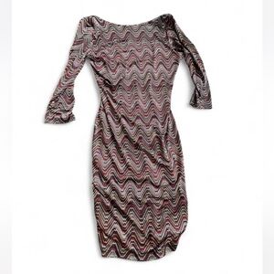Veronica M Silky Chevron Pattern MIDI Dress sexy Size small